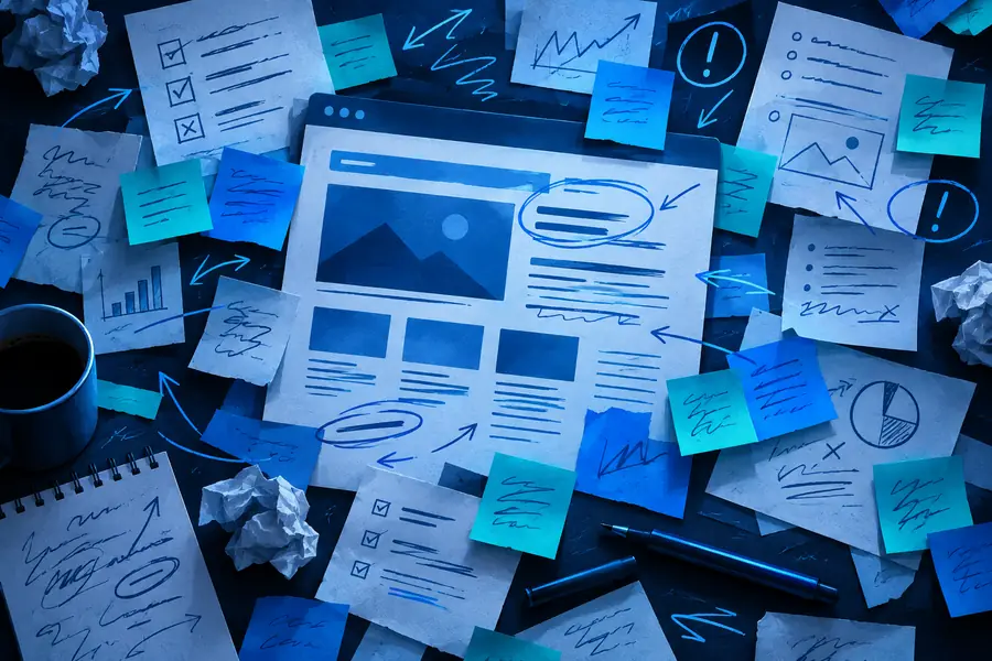Unstrukturierte SEO-Prüfnotizen für eine Webseite