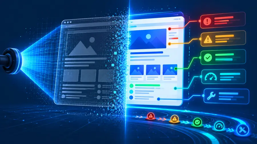 Organisierte Ergebnisse des Website-Audits, nach Maßnahmen gruppiert